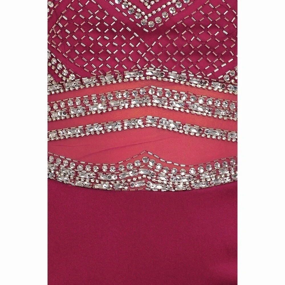 MY Fashion 1725 Burgundy Dress - Picture 2 of 6